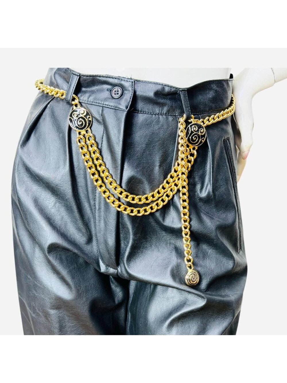 1980s gold chain belt with enamel accents Size M-L by Doncaster